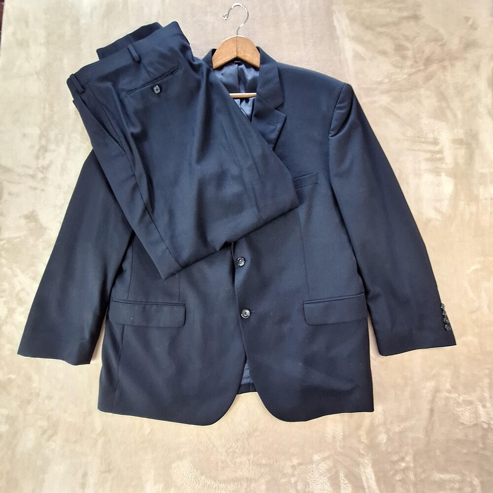 Jos A Bank 1905 Suit Mens 48 46x28 Blue Wool Double Vent 2 Button 2 Piece Formal